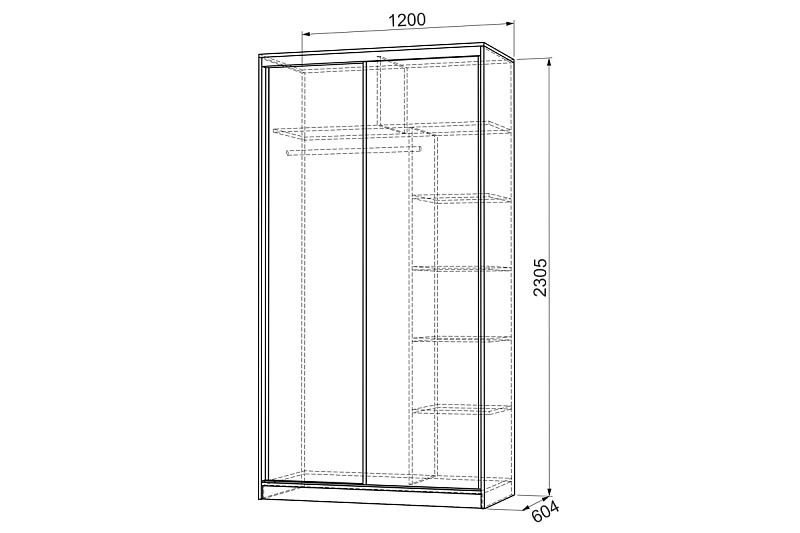 Шкаф-купе Рио 7-600 07 (полки справа)
