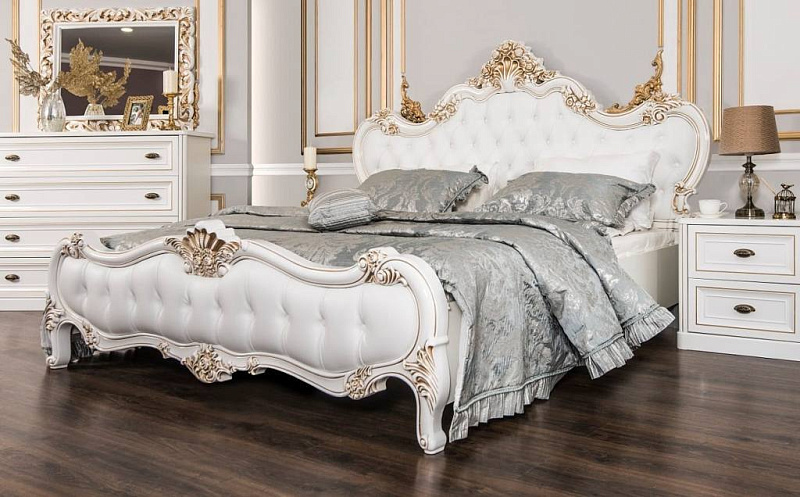 Кровать 1600 с мягким изголовьем из экокожи